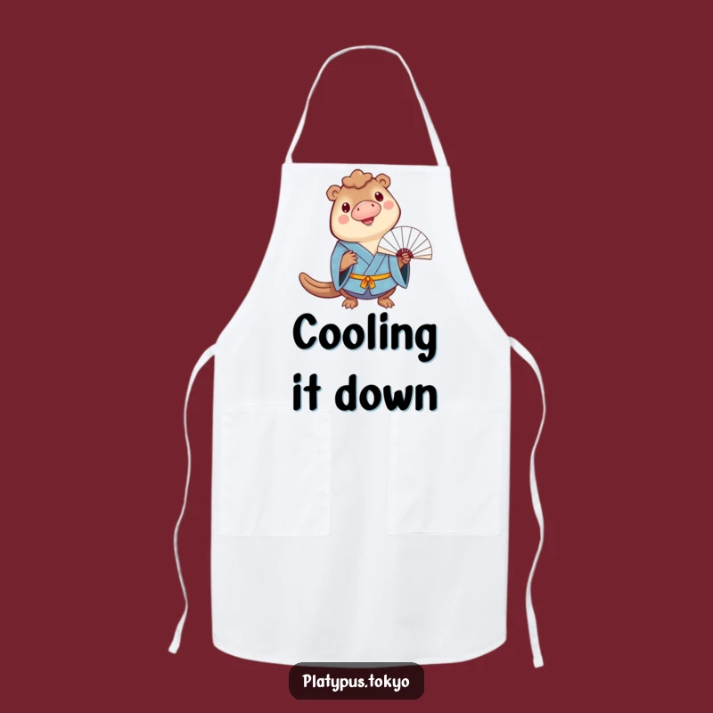 Kitchen Apron: Funny Platypus Fan Balance in Blue Kimono for Cheer