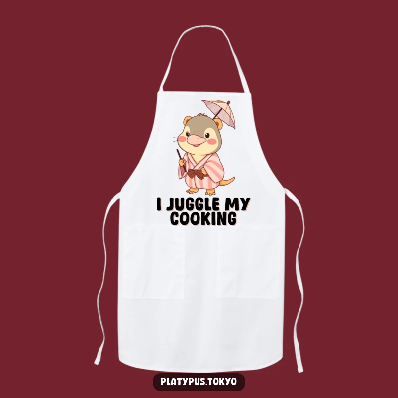 Funny Platypus Kimono Apron: Chef Animal Balancing Umbrella, Hilarious Cooking Gift!