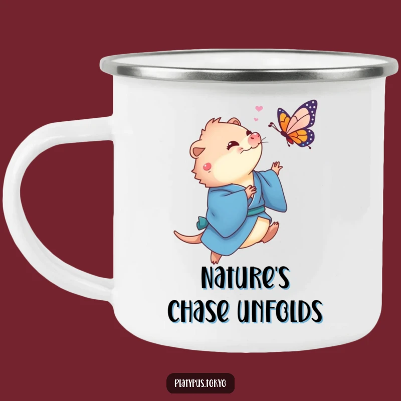 Funny Platypus Butterfly Camping Mug - Durable Blue Cup for Playful Outdoor Fun