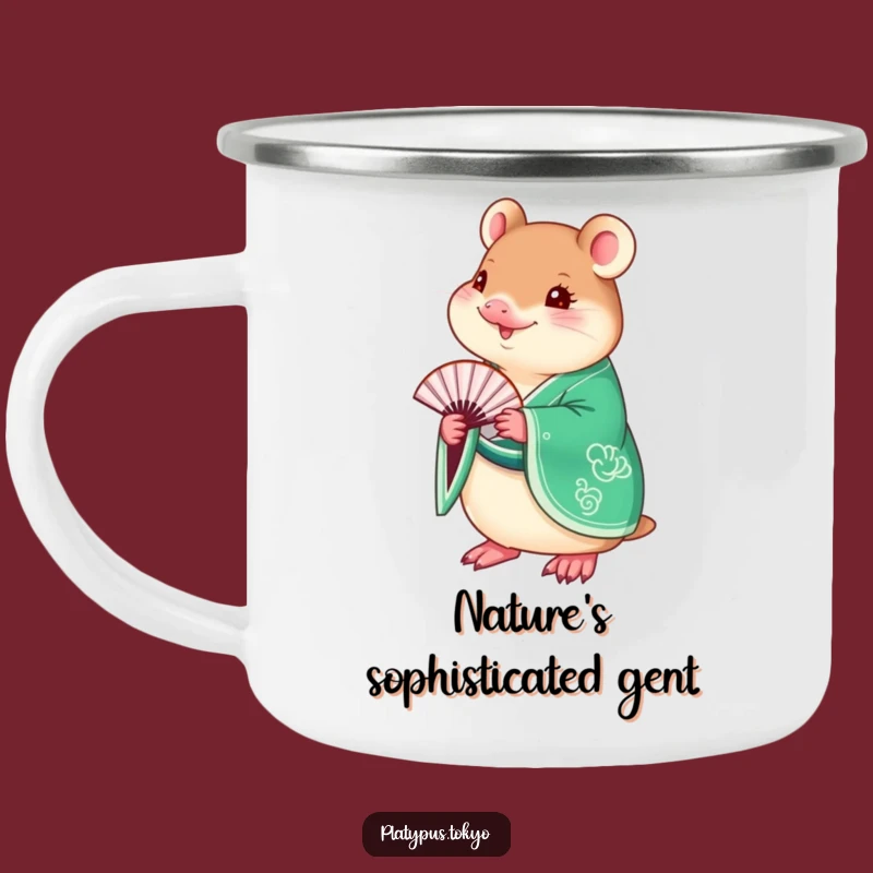 Funny Platypus Kimono Camping Mug - Durable Emerald Cup for Elegant, Funny Adventures
