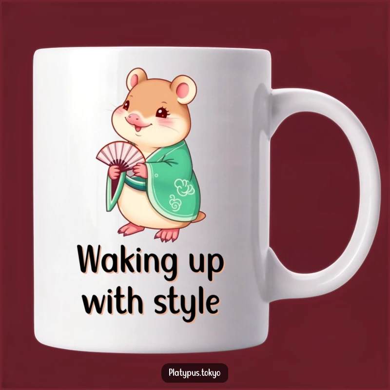 Funny Platypus Kimono Mug - Emerald Green Elegance for a Hilarious Gift