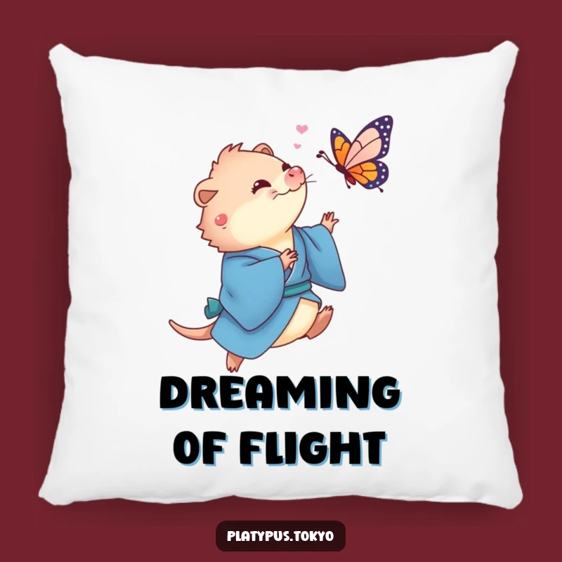 Funny Platypus Butterfly Pillow - Cozy Blue Cushion for Playful, Funny Decor