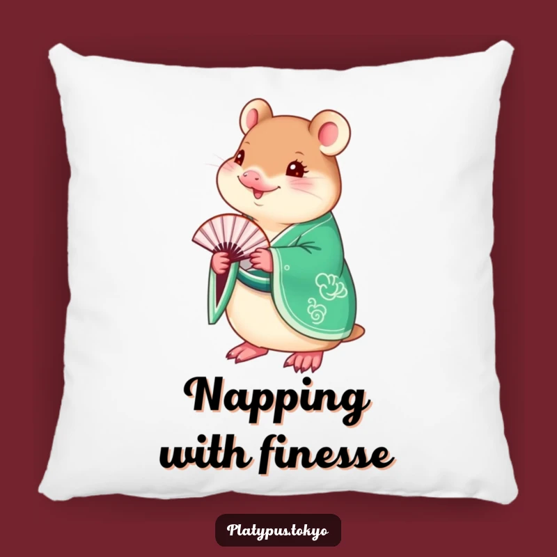 Funny Platypus Kimono Pillow - Cozy Emerald Green Cushion for Chic, Funny Decor