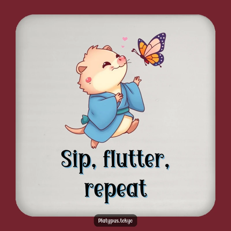 Funny Platypus Butterfly Coaster Set - Playful Blue Decor for Witty Tables