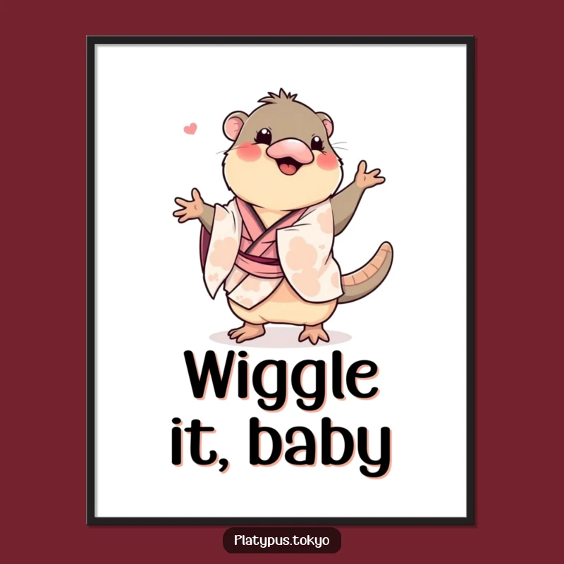 Funny Dancing Platypus Poster - Hilarious Kimono Moves Wall Art