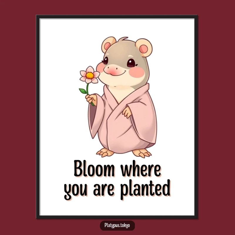 Free Printable Wall Art: Kawaii Platypus Flower, Sweet & Humorous Downloadable Art for Home