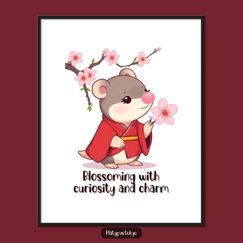 Free Printable Wall Art: Platypus Cherry Blossom Funny Downloadable Gift