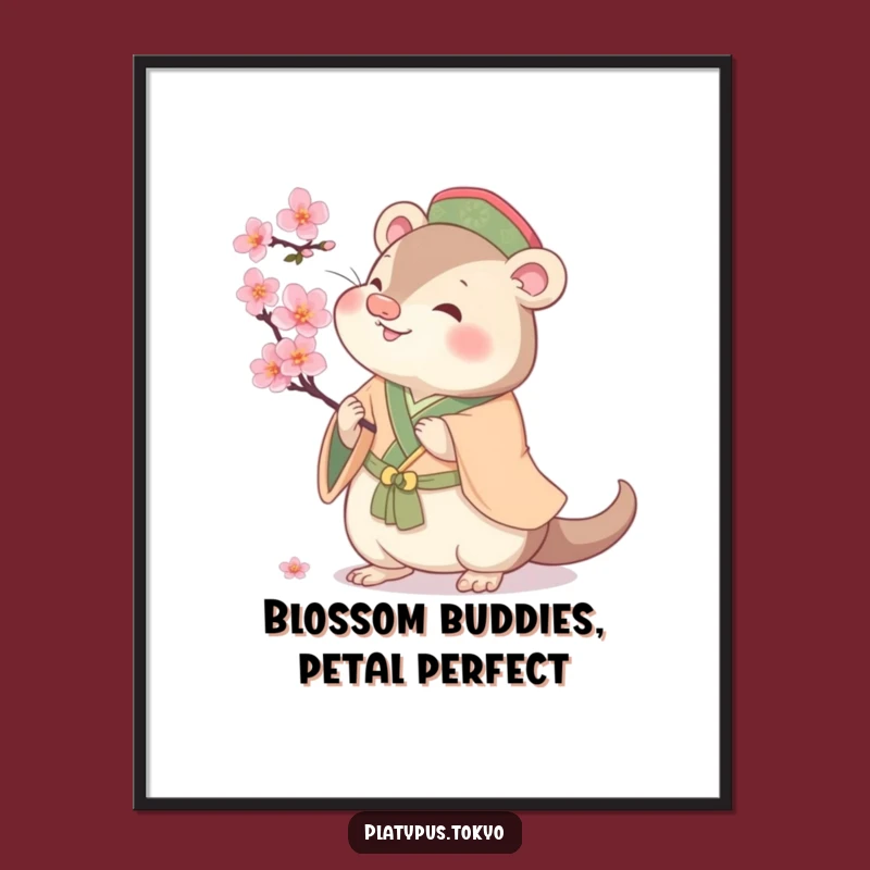 Free Printable Wall Art: Playful Platypus & Cherry Blossom, Cute & Humorous Downloadable Art
