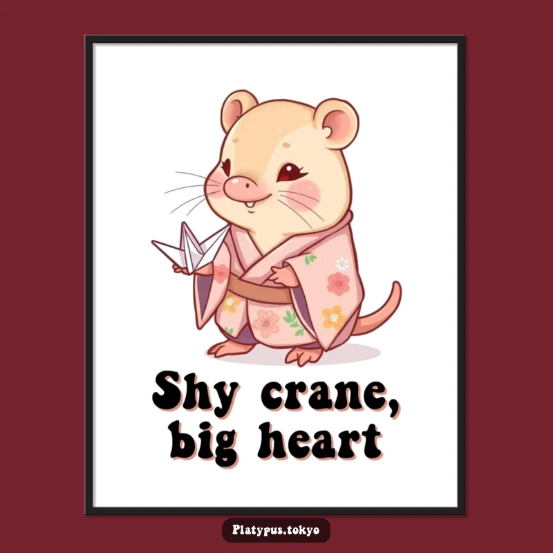 Free Printable Wall Art: Shy Platypus Crane Kimono Downloadable Art