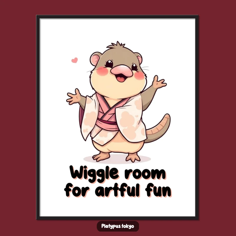Free Printable Wall Art: Funny Dancing Platypus Kimono, Hilarious Downloadable Art for Home