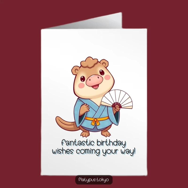 Cheerful Platypus Birthday Card: Free Printable Fan Balancer for a Fun Celebration