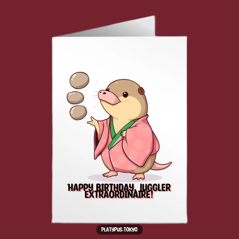 Funny Platypus Birthday Card: Free Printable Kimono Juggler for a Playful Celebration