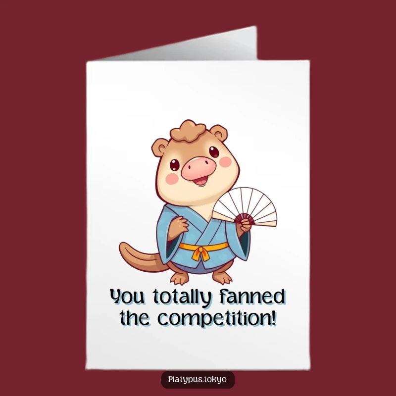 Cheerful Platypus Congrats Card: Free Printable Fan Balancer for Triumphant Moments