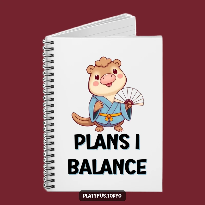 Journal Notebook: Funny Platypus Fan Balance in Blue Kimono for Cheerful Ideas