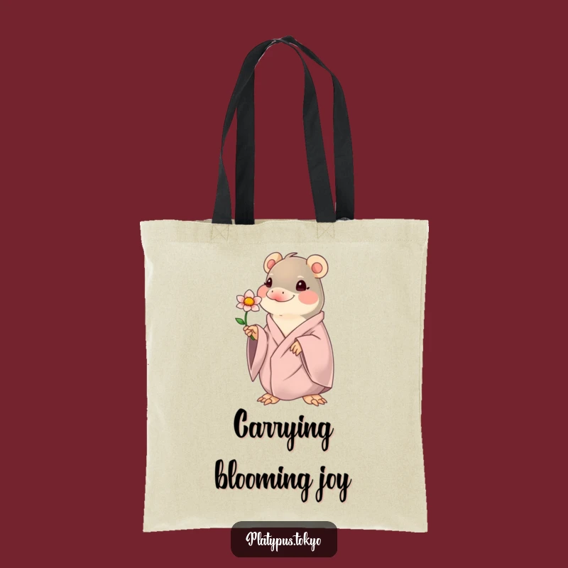 Funny Kawaii Platypus Flower Tote Bag - Cute & Hilarious Carry-All